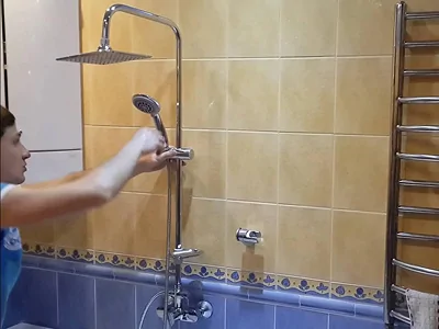 Монтаж душевой стойки со смесителем