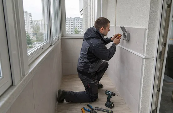 Монтаж влагозащищенной розетки Legrand Plexo на лоджии